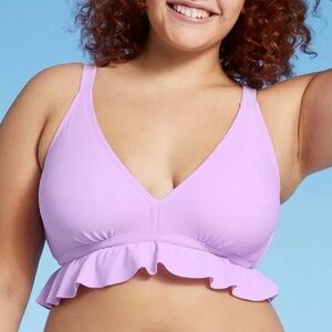 Xhilaration Juniors' Plus Size Ruffle Triangle Bikini Top Lavender